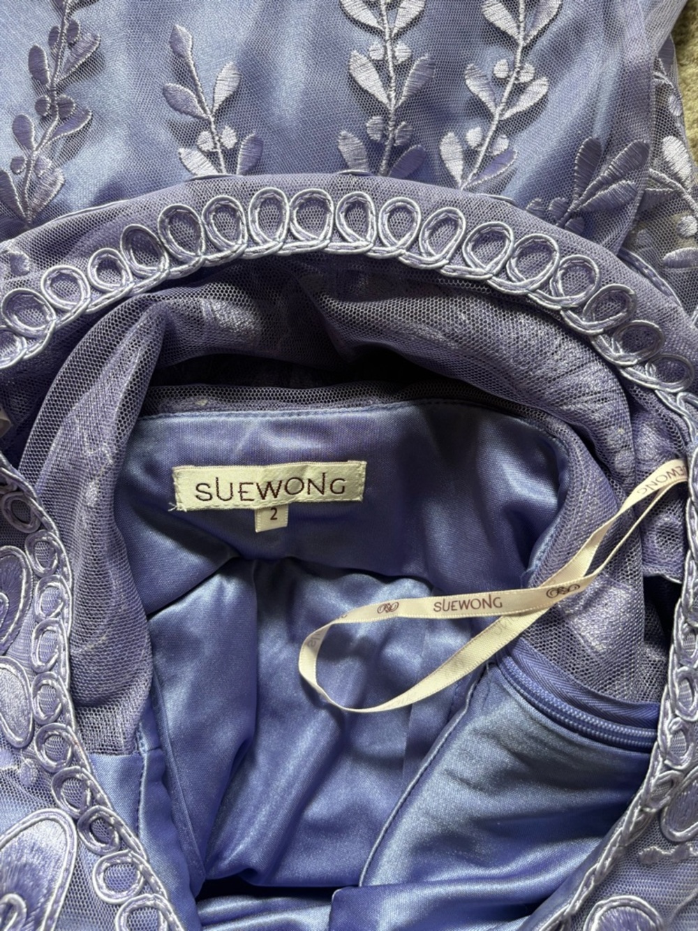 Vintage Y2K 90s Sue Wong purple cocktail dress intricate embroidery size 2 - Picture 10 of 12